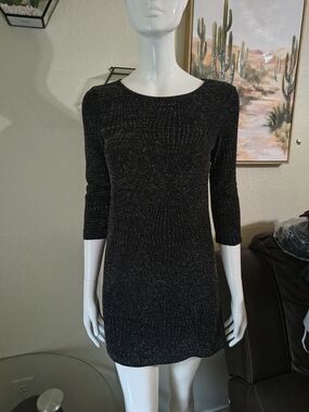 Trixxi Black Metallic Knit Mini Dress